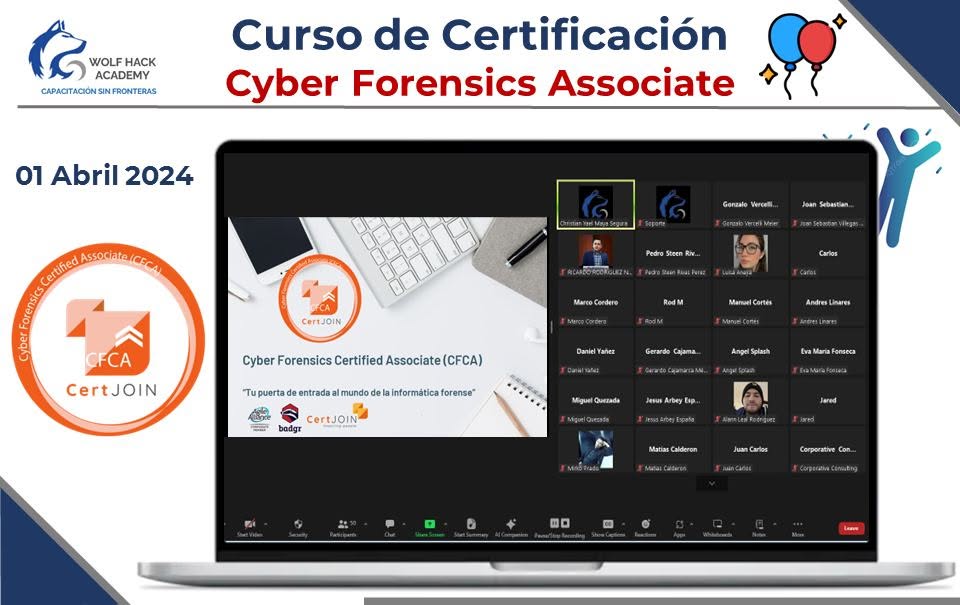 Evidencia visual de Cyber Forensics Associate